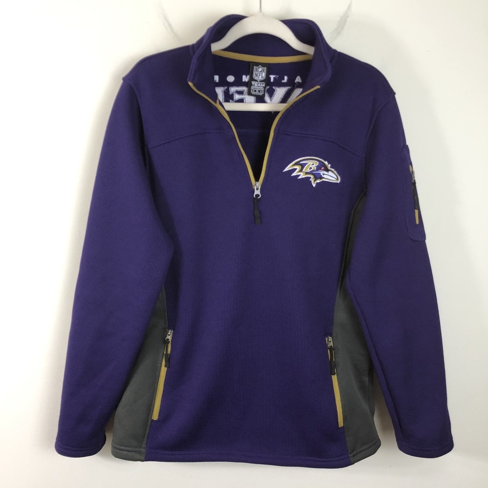 NFL Team Apparel Baltimore Ravens 1/4 Zip Pullover Sweatshirt Sz S Purple